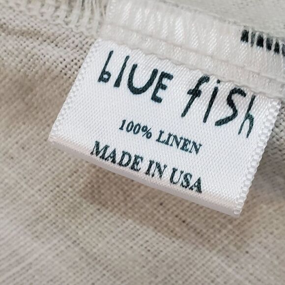 Blue Fish Size 1 Linen tie Front Tunic 5306 Contrast Cardi Dew-P Hand Printed - Picture 12 of 16